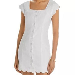 Button up scallop edge white mini dress. Worn once.